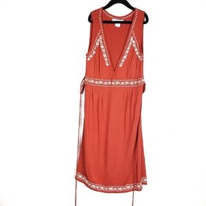 Women's orange fall deep v neck floral small dress